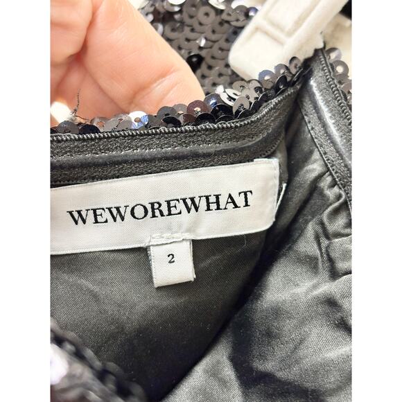 WeWoreWhat Sequins Strapless Corset Feathered Formal Gown Black/Brown Womens 2 - Picture 5 of 7